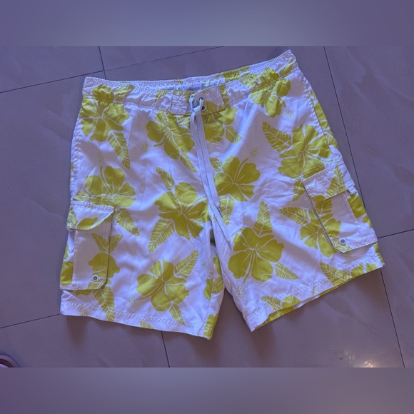 Op Ocean Pacific Drawstring Boardshorts Swim Trunks Men White L/G (36-38) - Picture 13 of 14